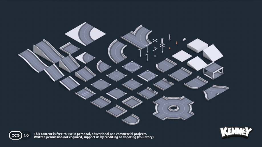 3D City Kit (Roads) - a free asset pack to build games with GDevelop ...